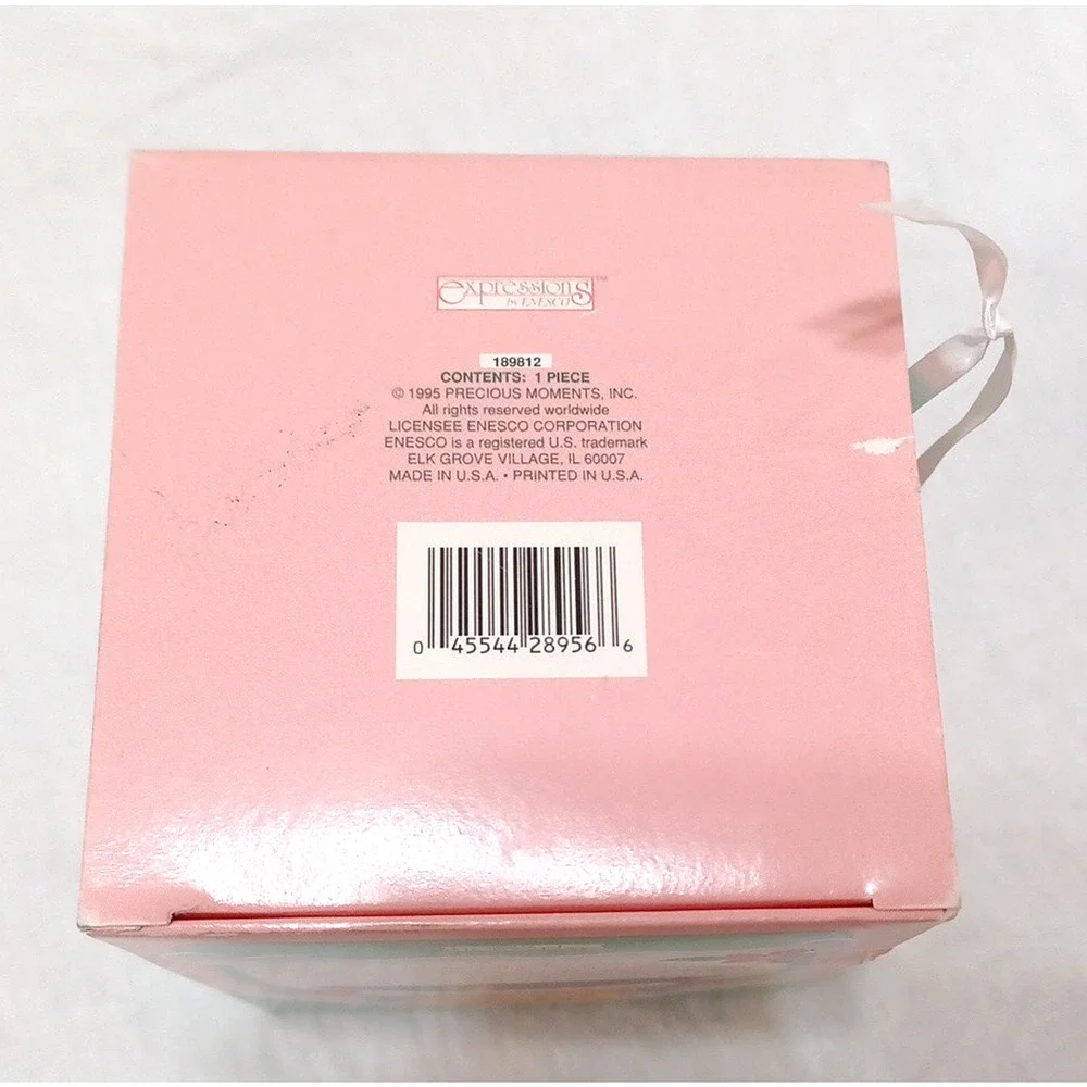 VTG 94 Enesco Precious Moments Pink Glass 3 1/2
